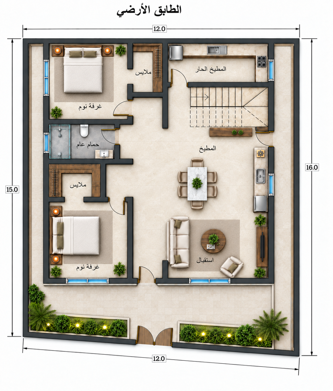 Corner House — ground floor plan