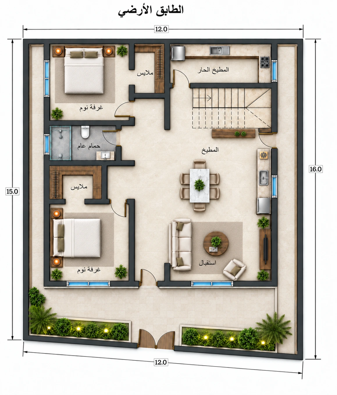 Corner House — ground floor plan
