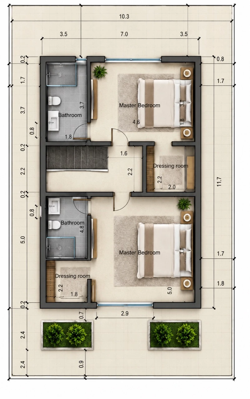 American House 200 m² upper-floor plan