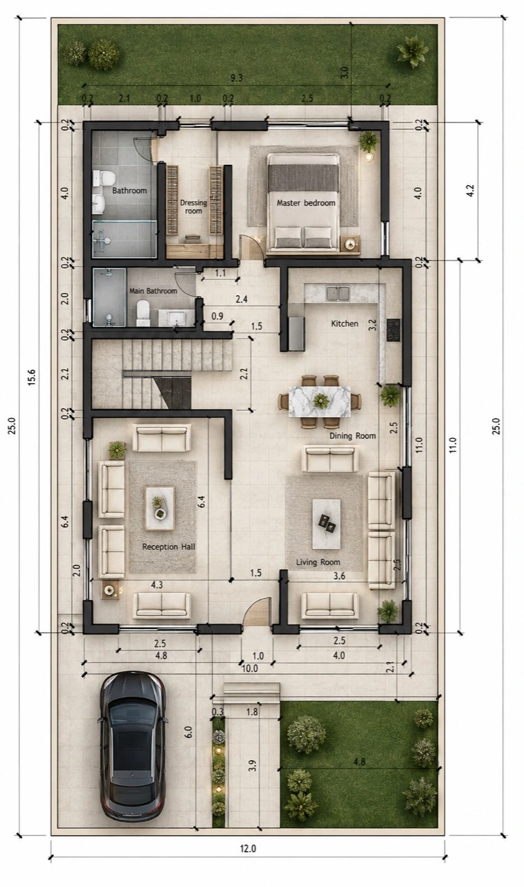 American House 200 m² ground-floor plan