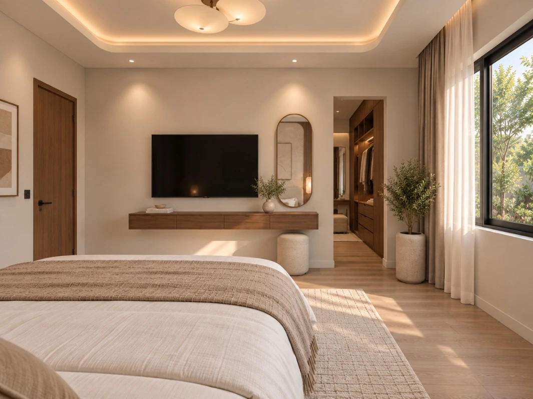 American House 200 m² bedroom interior