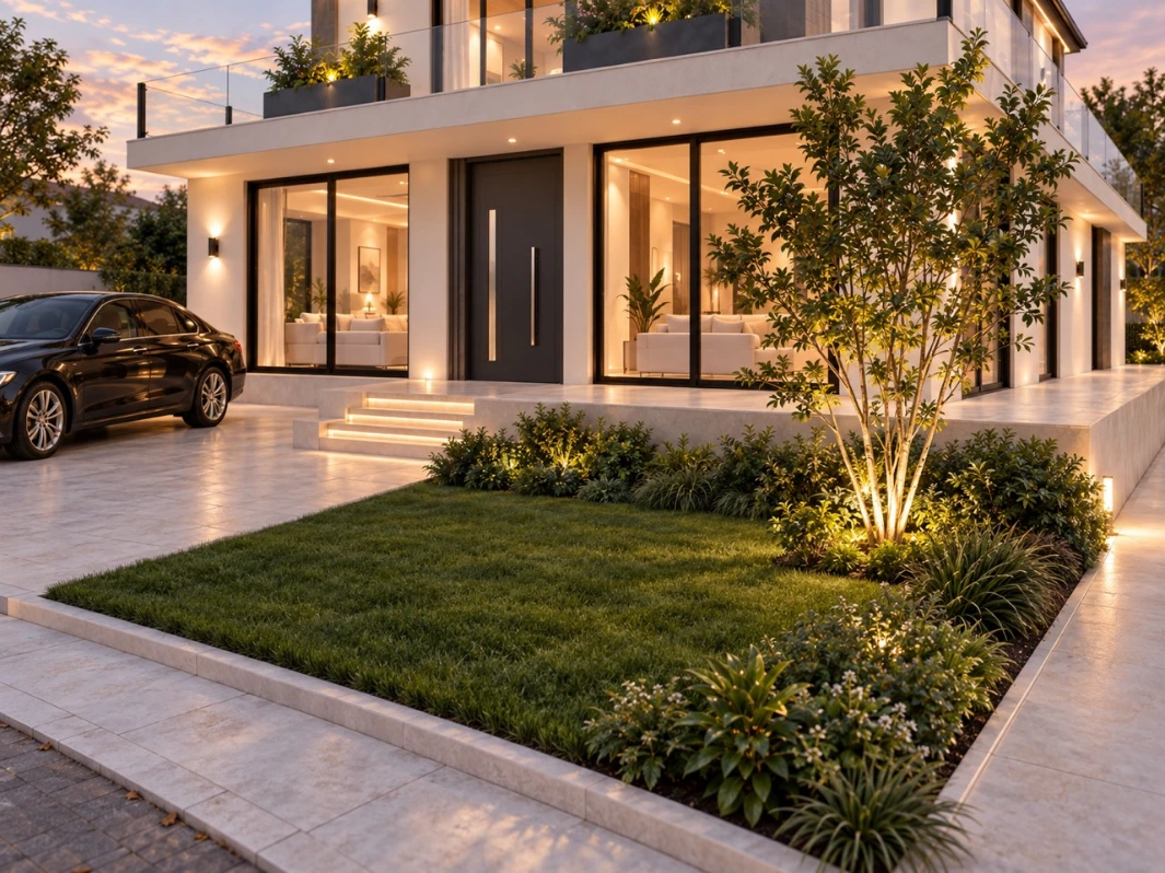 American House 200 m² entrance and landscaped garden
